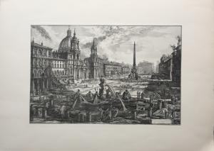 "Ansicht der Piazza Navona" - Kopie aus dem 19. Jh. - Stich von Piranesi